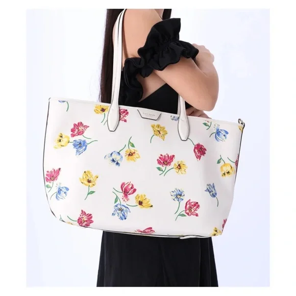 Kate Spade Sutton Large Tote Bag Ivory Tulip Toss Cream Floral Purse KB293 - Picture 1 of 6
